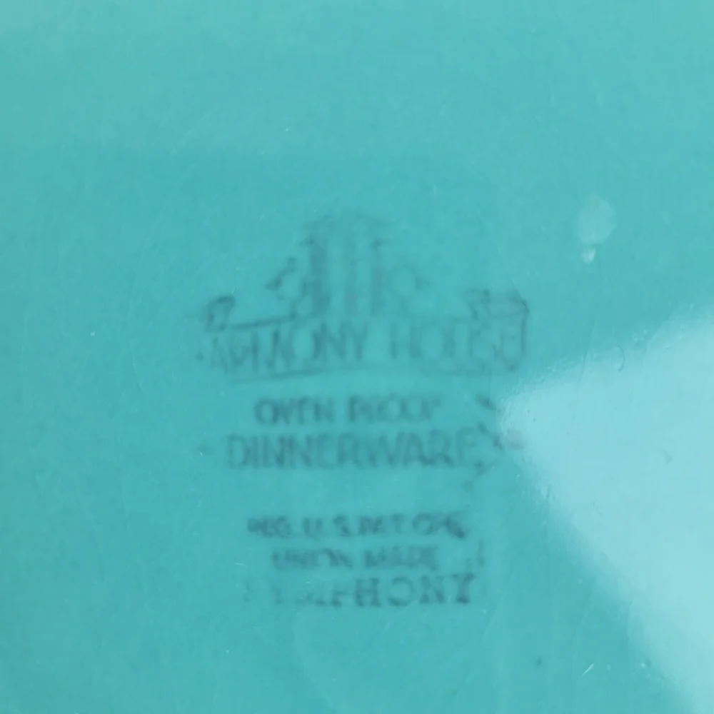 Harmony House 1950's Vintage Symphony Aqua Salad Cereal Soup Bowl  7 1/2 x 1 1/2